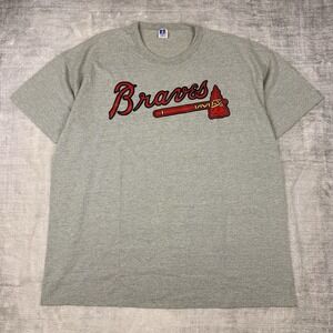 Vintage‎ Atlanta Braves Shirt Mens XL Gray Russell Athletic Vtg 90s Made In USA